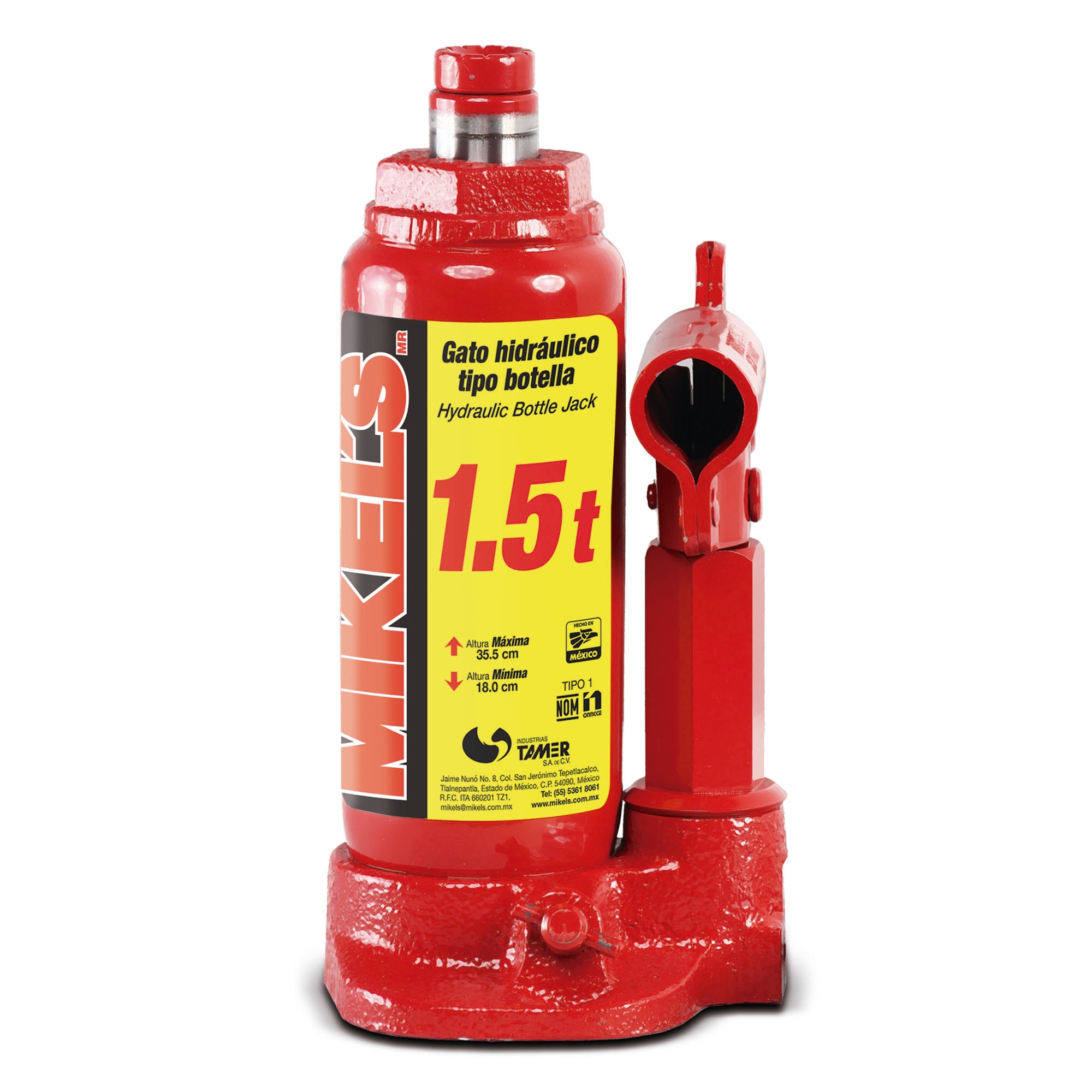 Gato hidraulico tipo botella , Capacidad 1.5 toneladas , Altura total – HNL  INDUSTRIAL TOOLS